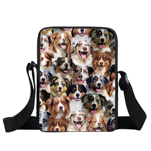 A Bunch Of Australian Shepherds Oxford Cloth Zipped Messenger Bag
