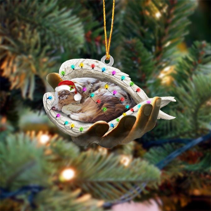 Australian shepherd Sleeping Angel In God Hand Christmas Ornament