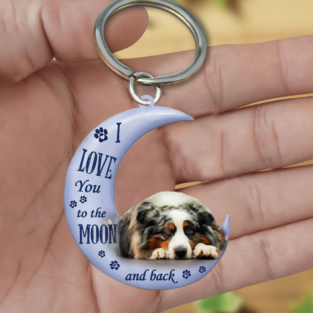 Australian shepherd I Love You To The Moon And Back Flat Acrylic Keychain