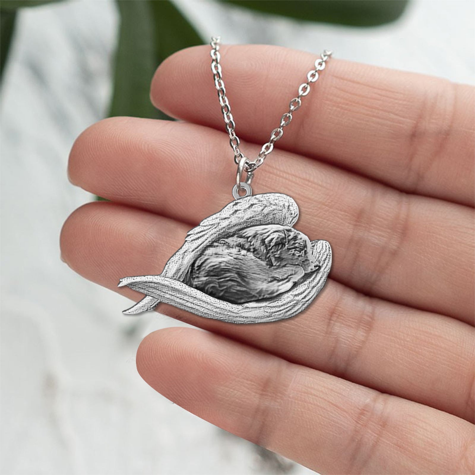 Australian shepherd Sleeping Angel Necklace