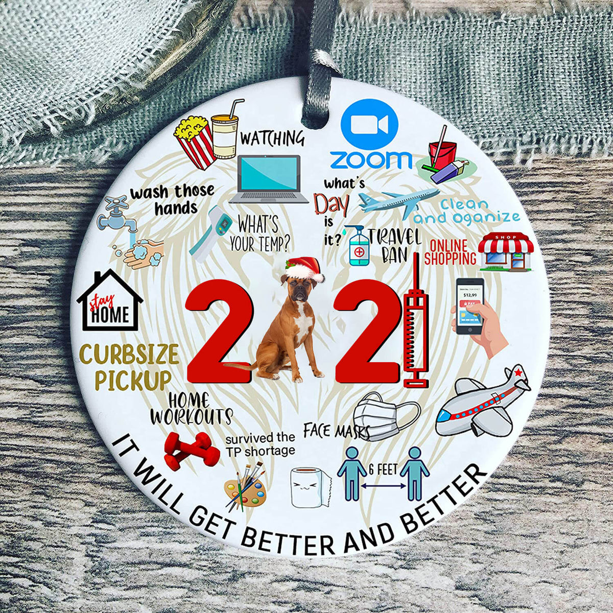 Boxer-1 Covid Commemorative Ornament 2021 Christmas Tree Ornaments