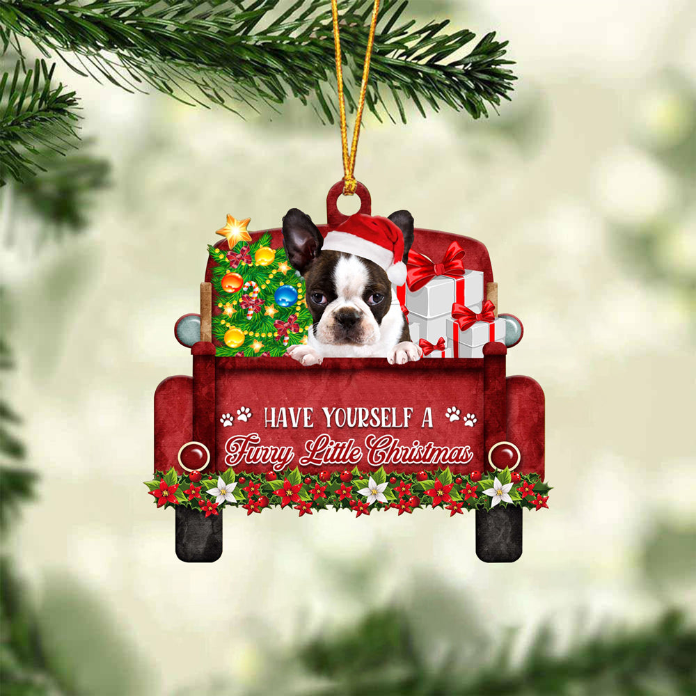 BRINDLE Boston Terrier Have Yourself A Furry Little Christmas Ornament