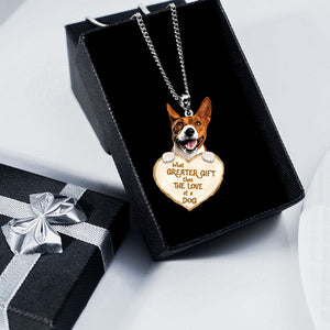 Basenji -What Greater Gift Than The Love Of Dog Stainless Steel Necklace