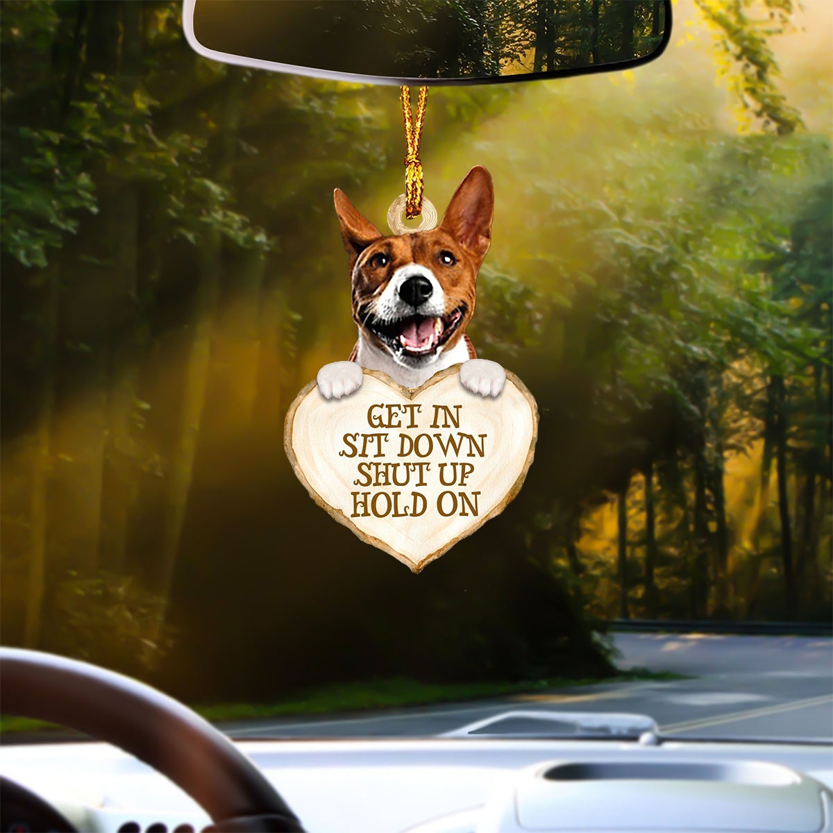 Basenji Heart Shape Get In Car Hanging Ornament