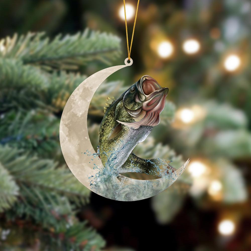 Bass Fish Sits On The Moon Hanging Ornament