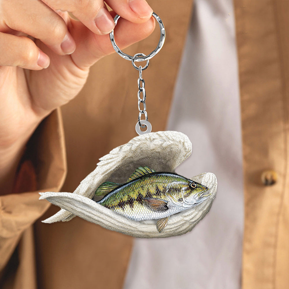 Bass Fish Sleeping Angel Acrylic Keychain