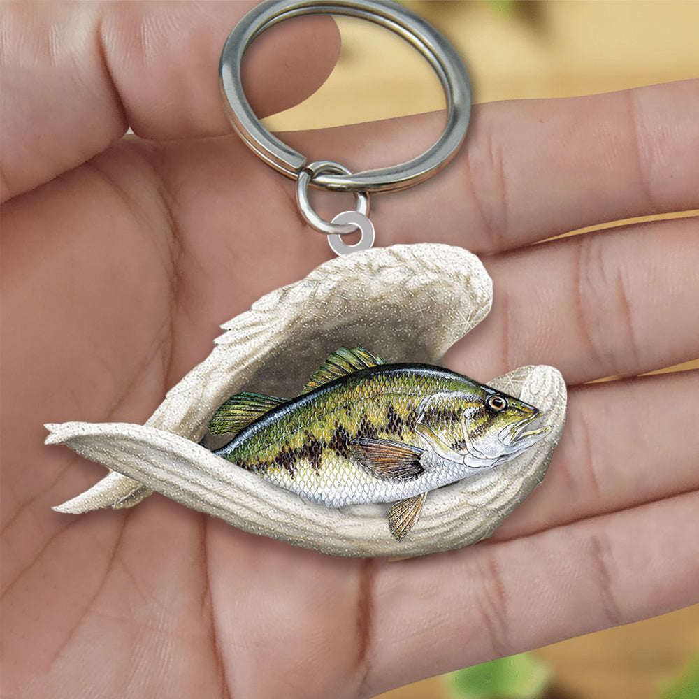 Bass Fish Sleeping Angel Acrylic Keychain
