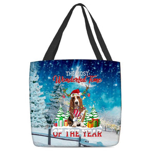 Basset Hound Christmas Tote Bag