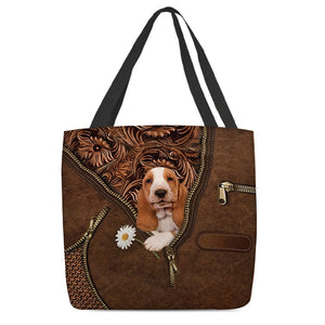 Basset Hound Holding Daisy Tote Bag