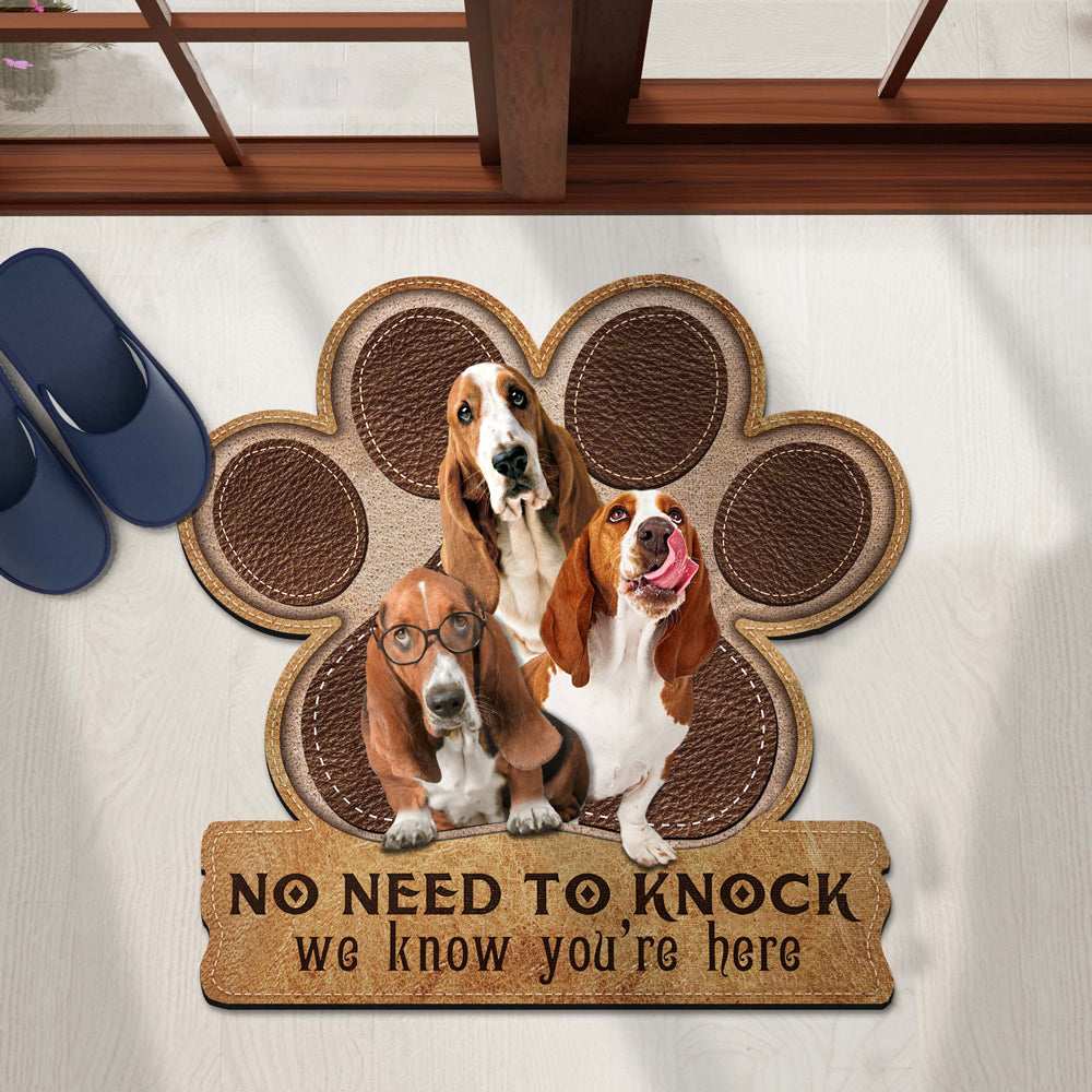 Basset Hound No Need To Knock We Know You're Here Custom Doormat