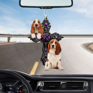 Basset Hound Pray For God Car Hanging Ornament