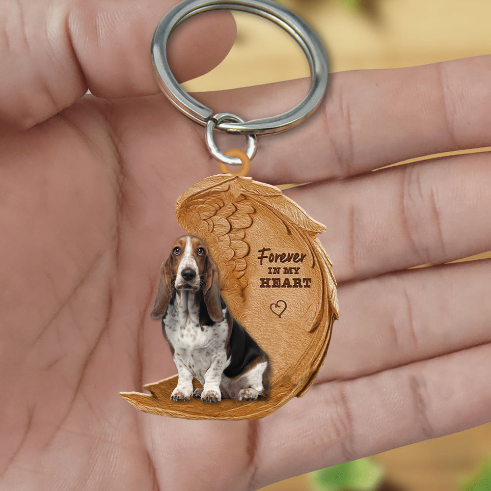 Basset Hound Forever In My Heart Flat Acrylic Keychain