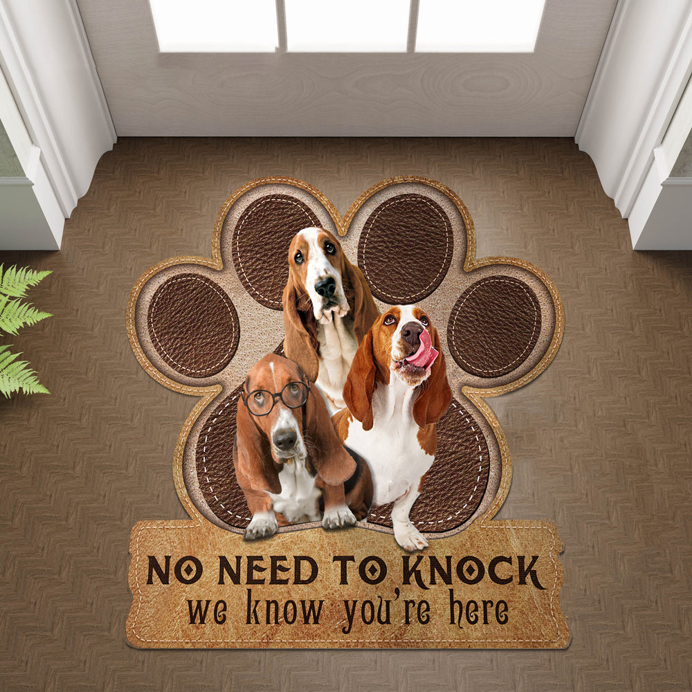 Basset Hound No Need To Knock We Know You're Here Custom Doormat