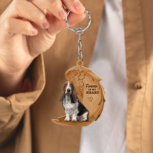 Basset Hound Forever In My Heart Flat Acrylic Keychain
