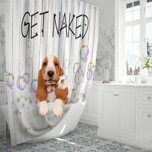 Basset Hound Get Naked Daisy Shower Curtain