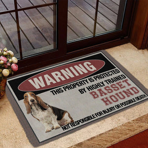 THIS PROPERTY IS PROTECTED BY HIGHLY TRAINED Basset Hound Doormat