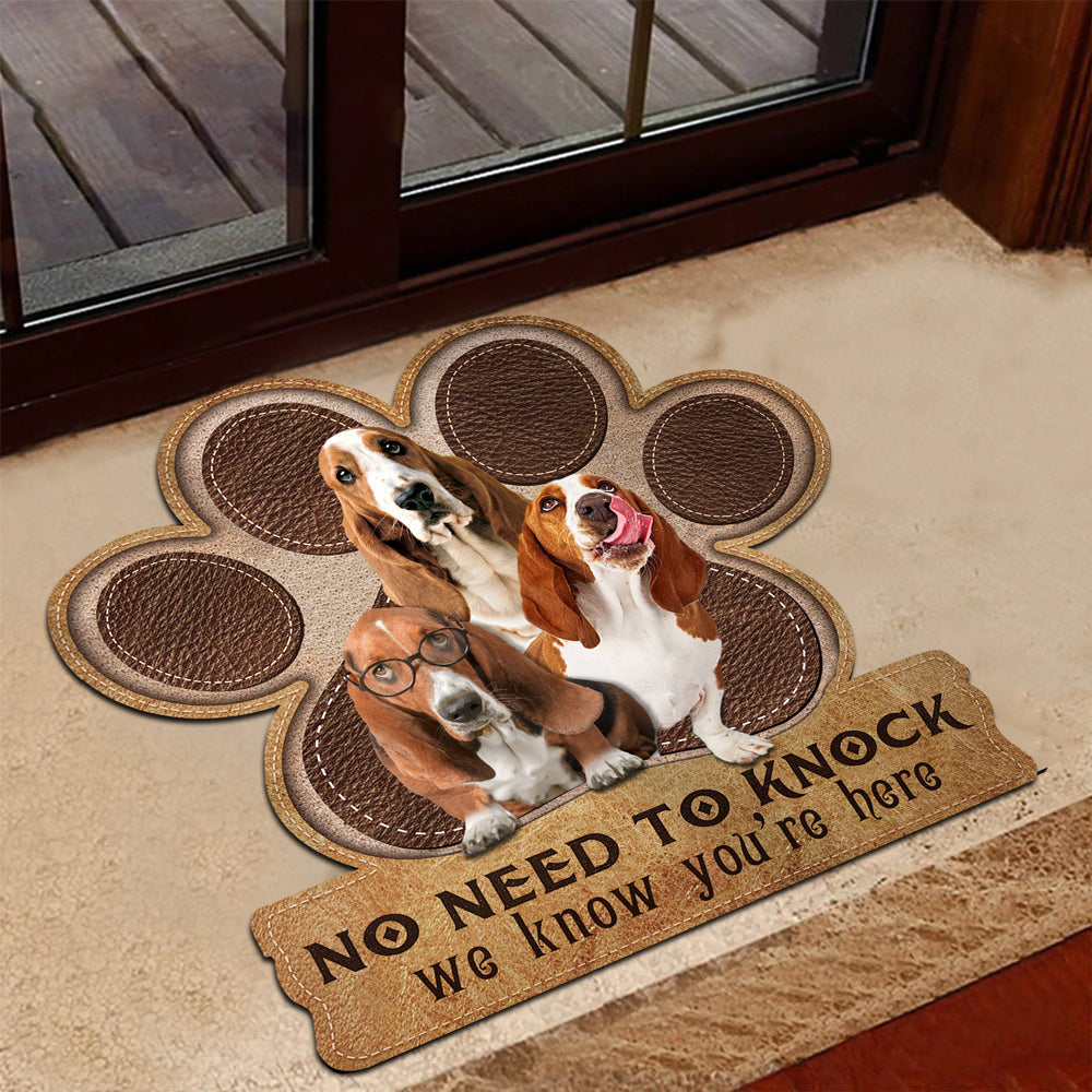 Basset Hound No Need To Knock We Know You're Here Custom Doormat