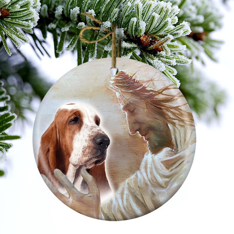 New Release -Basset Hound With God Porcelain/Ceramic Ornament