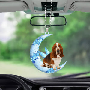 Basset Hound 2 Angel From The Moon Car Hanging Ornament