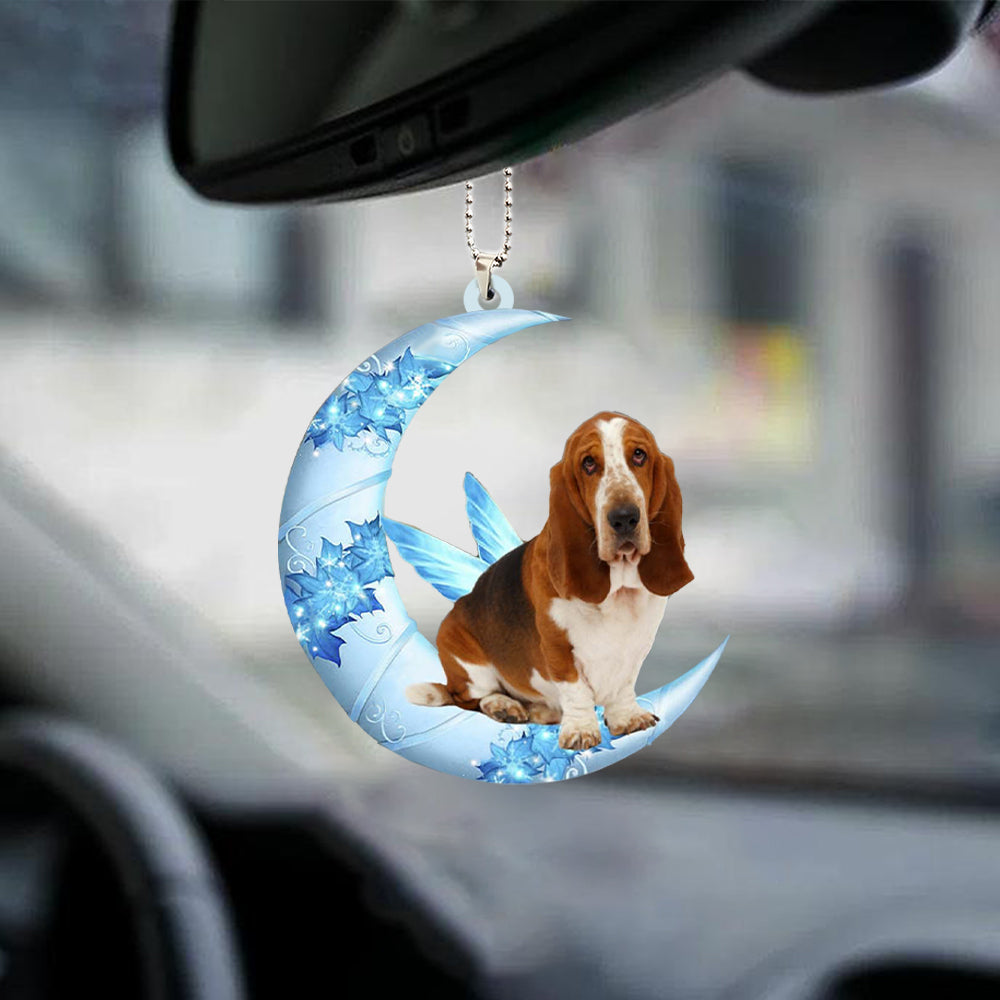 Basset Hound 2 Angel From The Moon Car Hanging Ornament