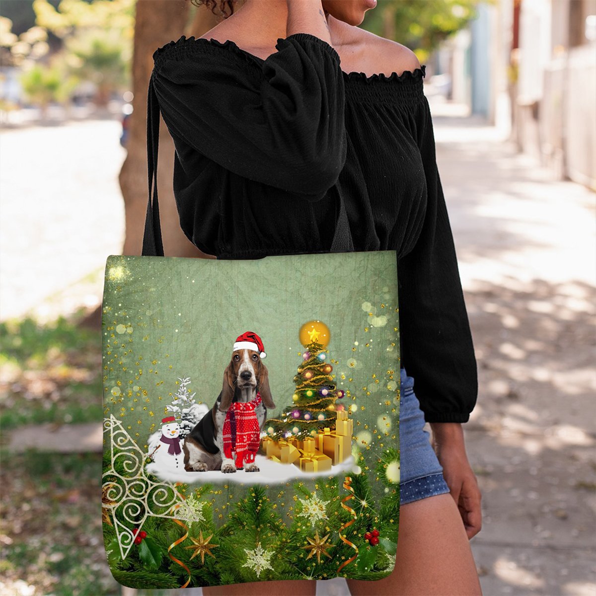 Basset Hound Merry Christmas Tote Bag