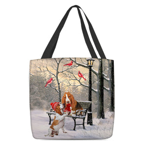 Basset Hound Hello Christmas/Winter/New Year Tote Bag