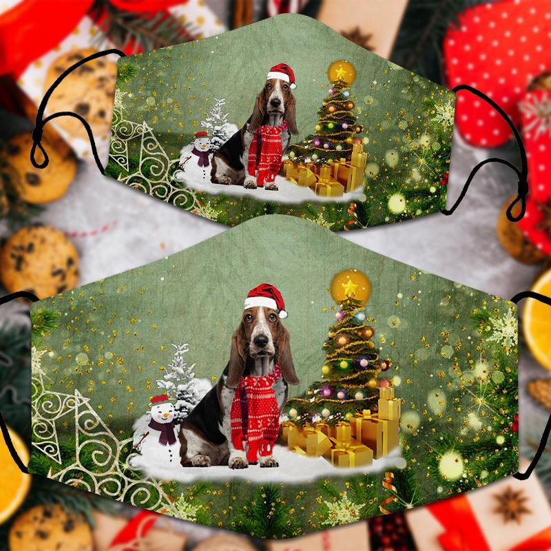 Basset Hound Merry Christmas Face Mask