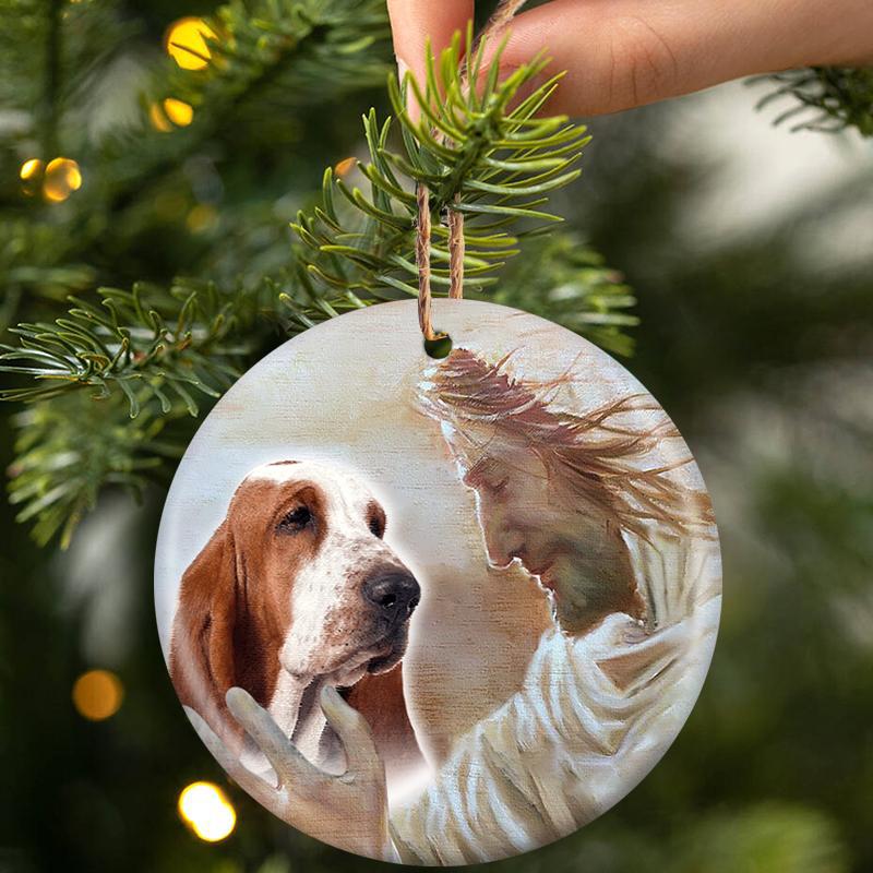 New Release -Basset Hound With God Porcelain/Ceramic Ornament