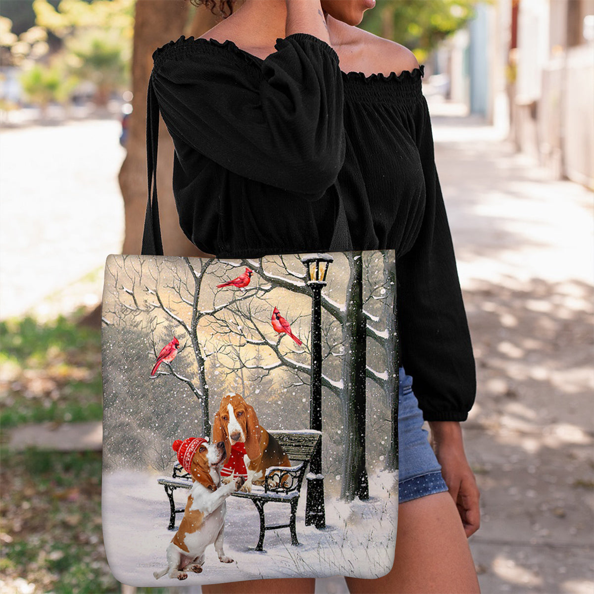 Basset Hound Hello Christmas/Winter/New Year Tote Bag