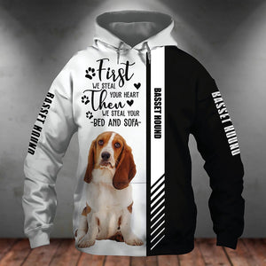 Basset Hound-First We Steal Your Heart Unisex Hoodie