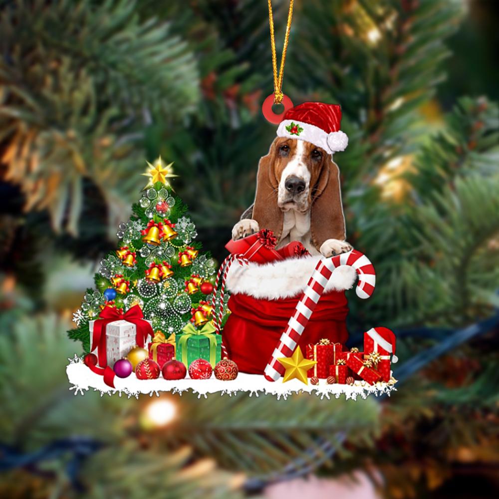 Basset Hound Gift Bag Merry Christmas Ornament