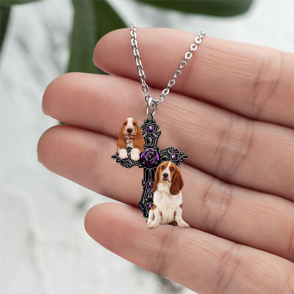 Basset Hound Pray For God Stainless Steel Necklace
