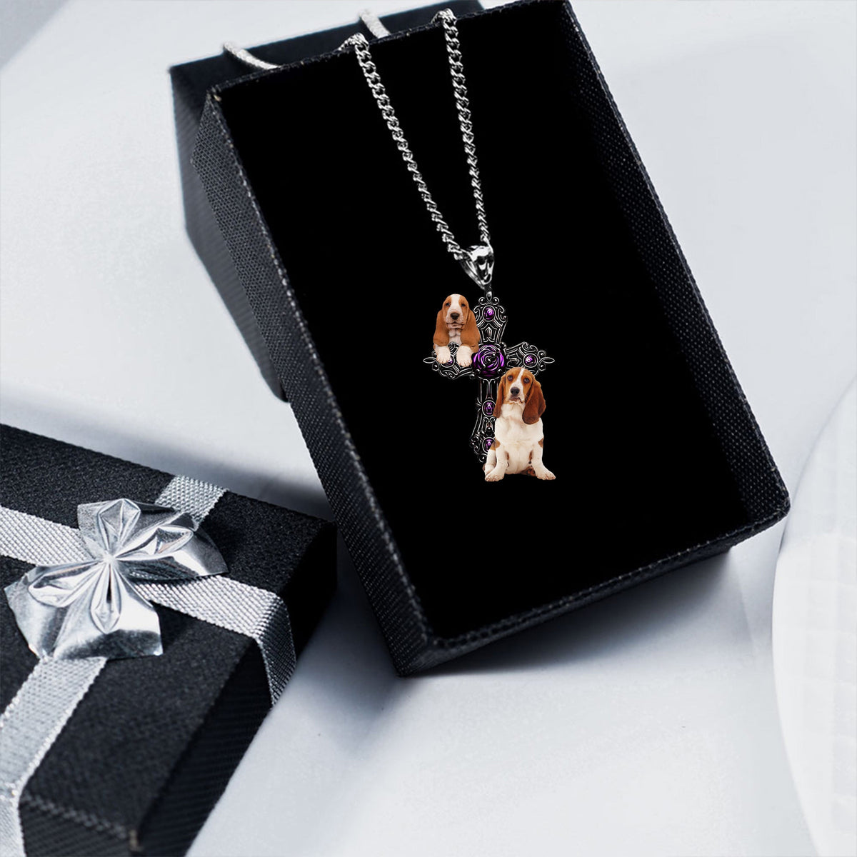 Basset Hound Pray For God Stainless Steel Necklace