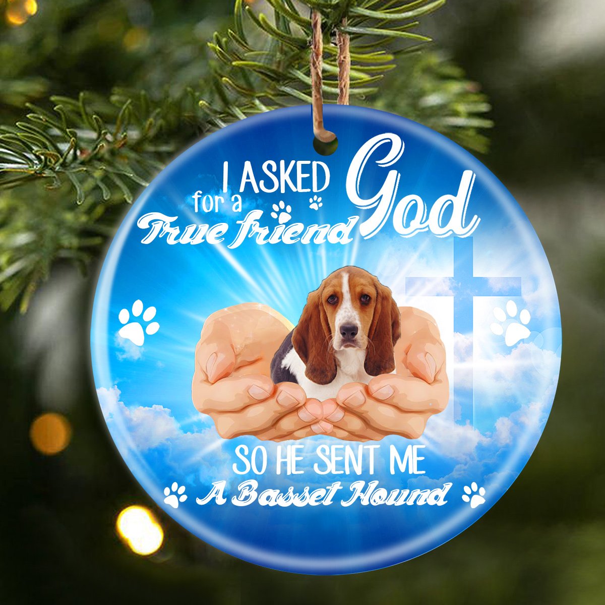 God Send Me A/An Basset Hound Porcelain/Ceramic Ornament