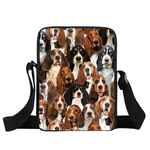 A Bunch Of Basset Hounds Oxford Cloth Zipped Messenger Bag