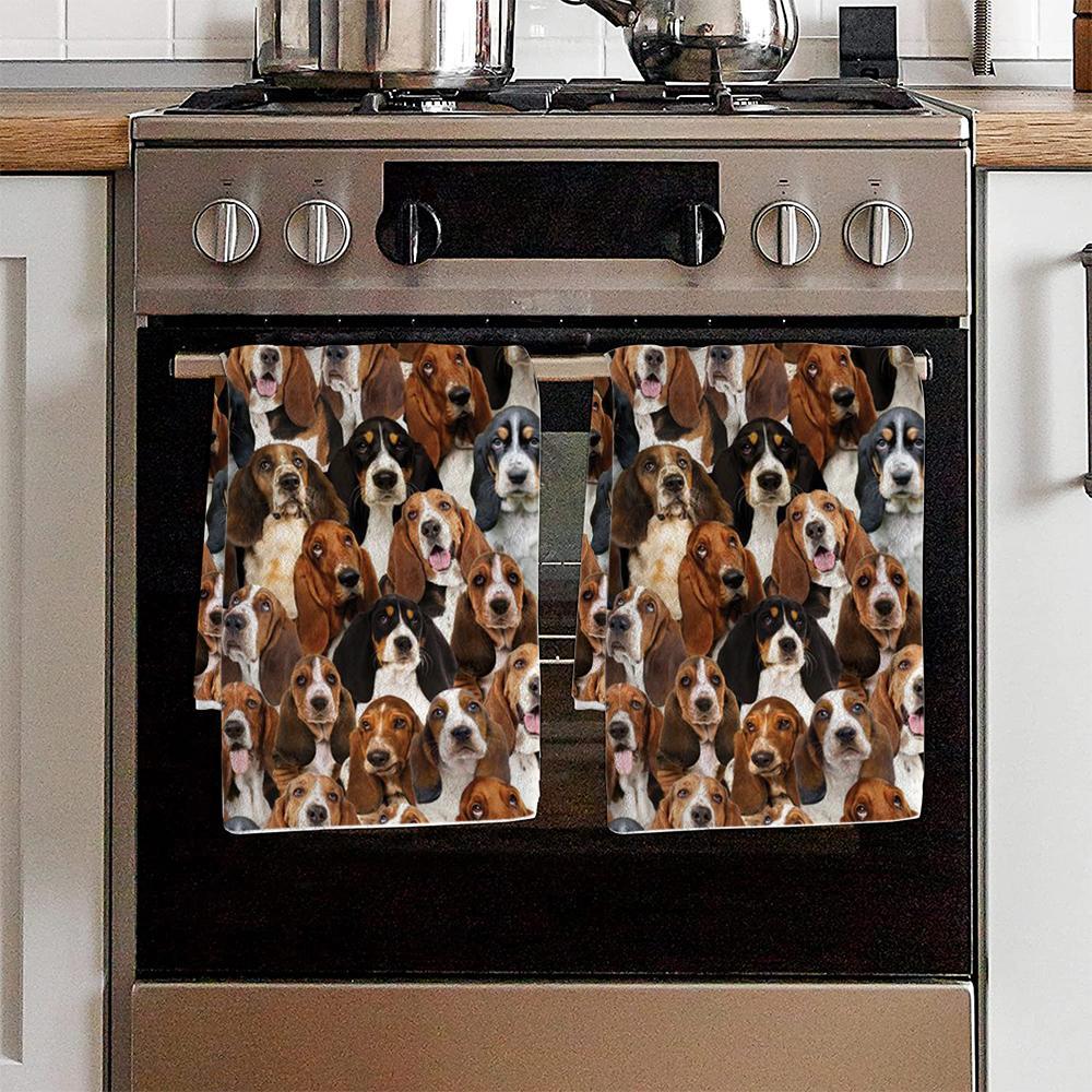 A Bunch Of Basset Hounds Kitchen Towel