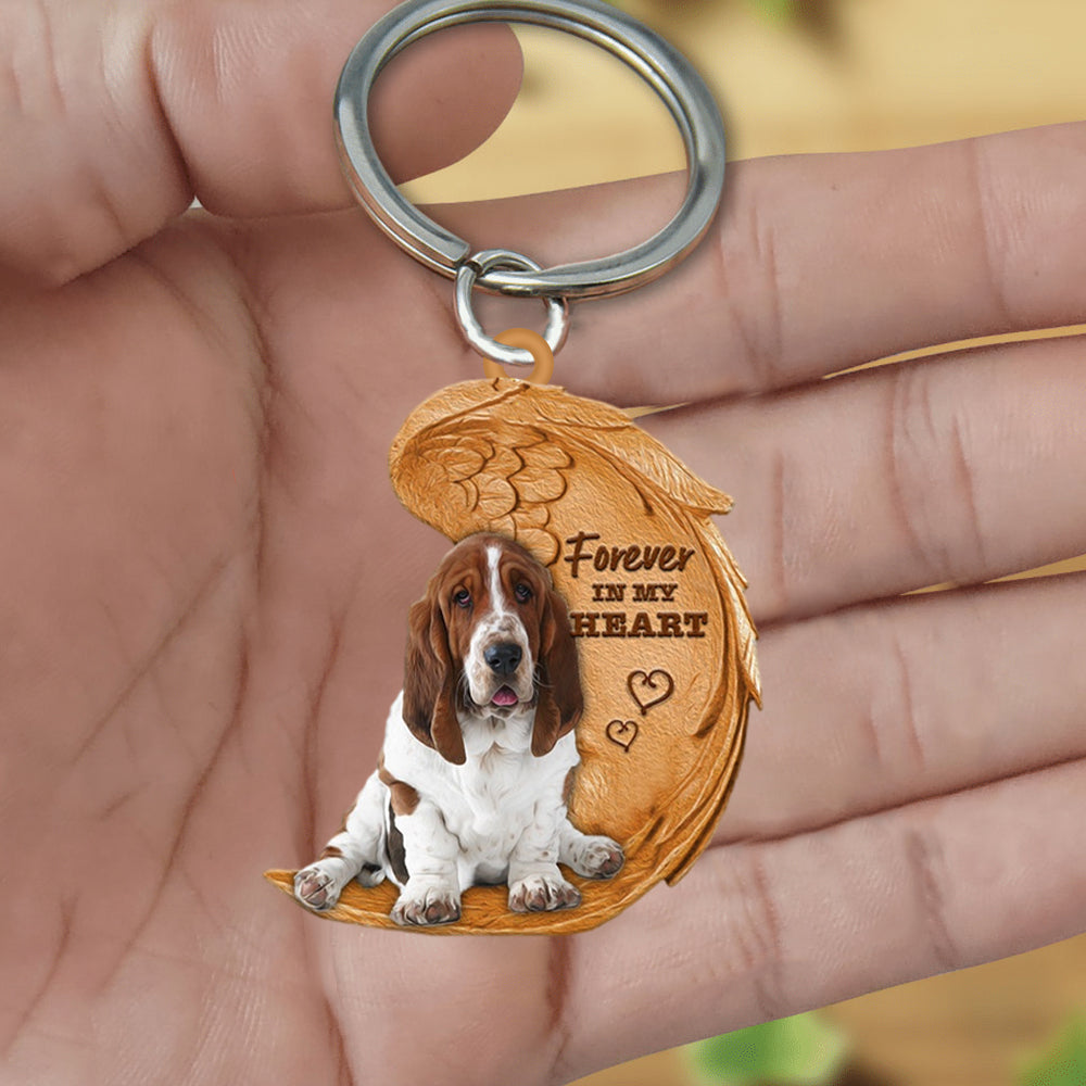 Basset hound Forever In My Heart Flat Acrylic Keychain