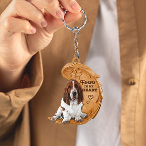 Basset hound Forever In My Heart Flat Acrylic Keychain