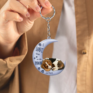 Basset hound I Love You To The Moon And Back Flat Acrylic Keychain