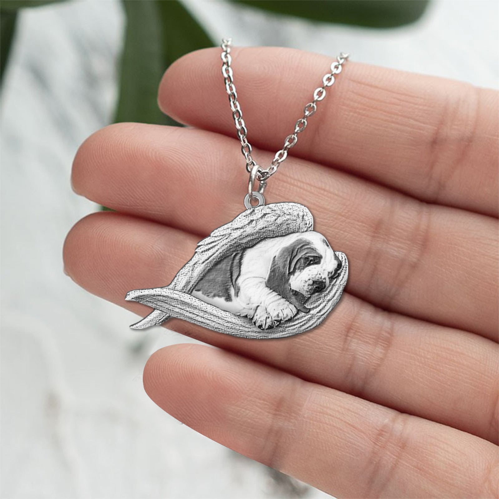 Basset hound Sleeping Angel Necklace