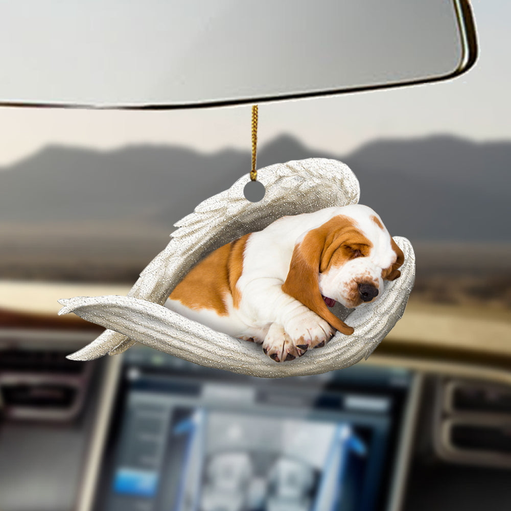 Basset hound Sleeping Angel Car Hanging Ornament