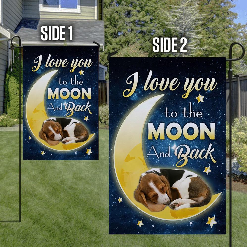 Basset Hound I Love You To The Moon And Back Garden Flag