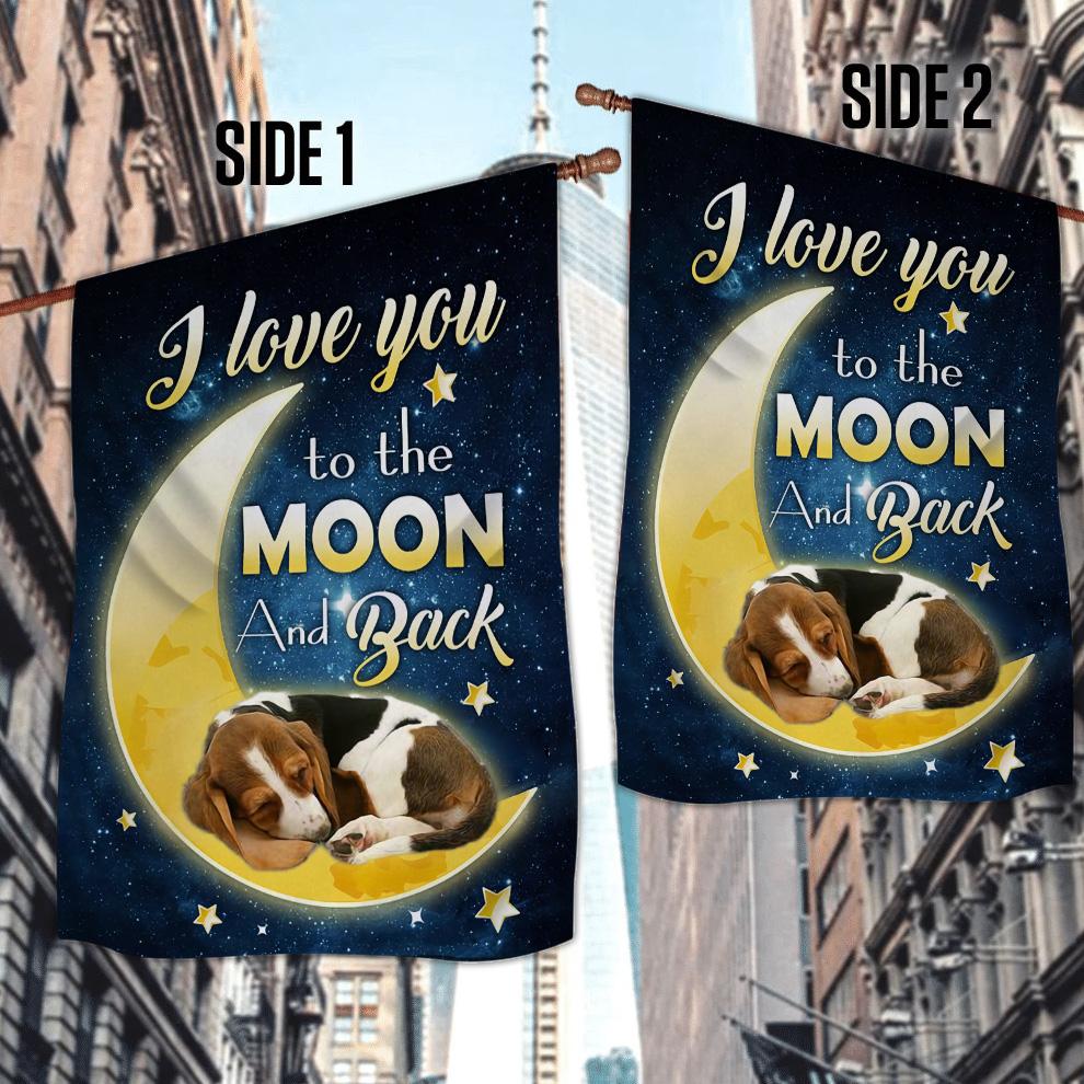 Basset Hound I Love You To The Moon And Back Garden Flag