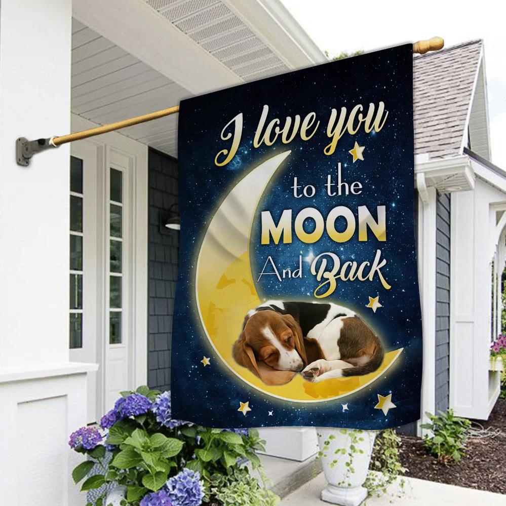 Basset Hound I Love You To The Moon And Back Garden Flag