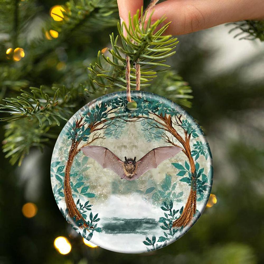 Bat Among Forest Porcelain/Ceramic Ornament