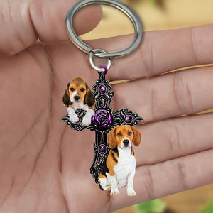 Beagle Pray For God Acrylic Keychain