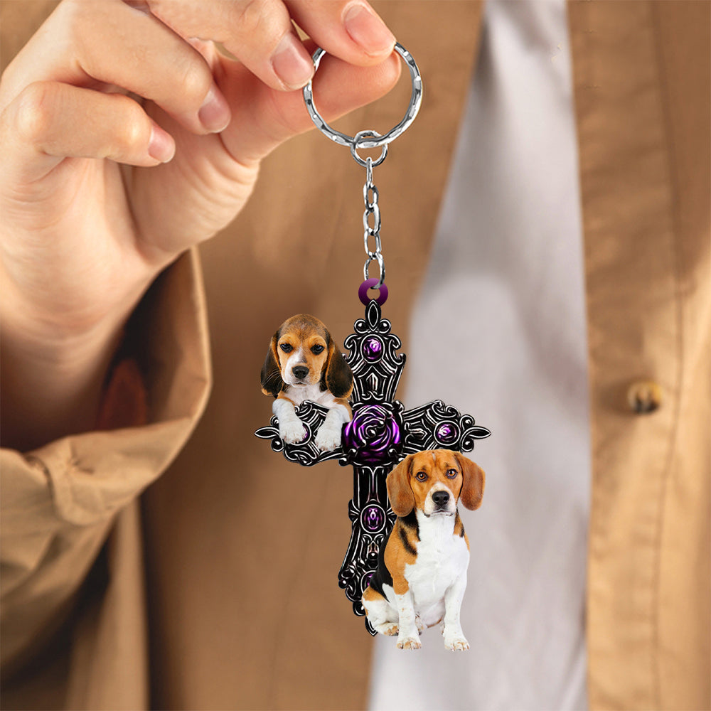 Beagle Pray For God Acrylic Keychain