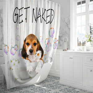 Beagle Get Naked Daisy Shower Curtain
