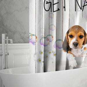 Beagle Get Naked Daisy Shower Curtain
