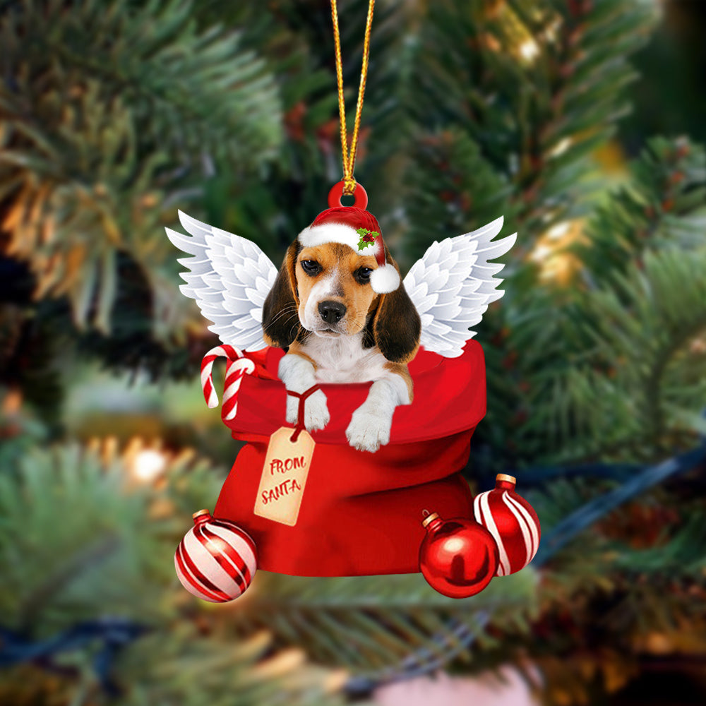 Beagle02 Angel Gift From Santa Christmas Ornament
